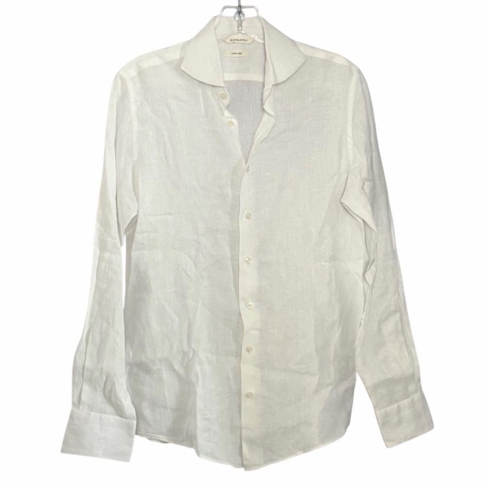 Suitsupply White Slim Fit Linen Shirt